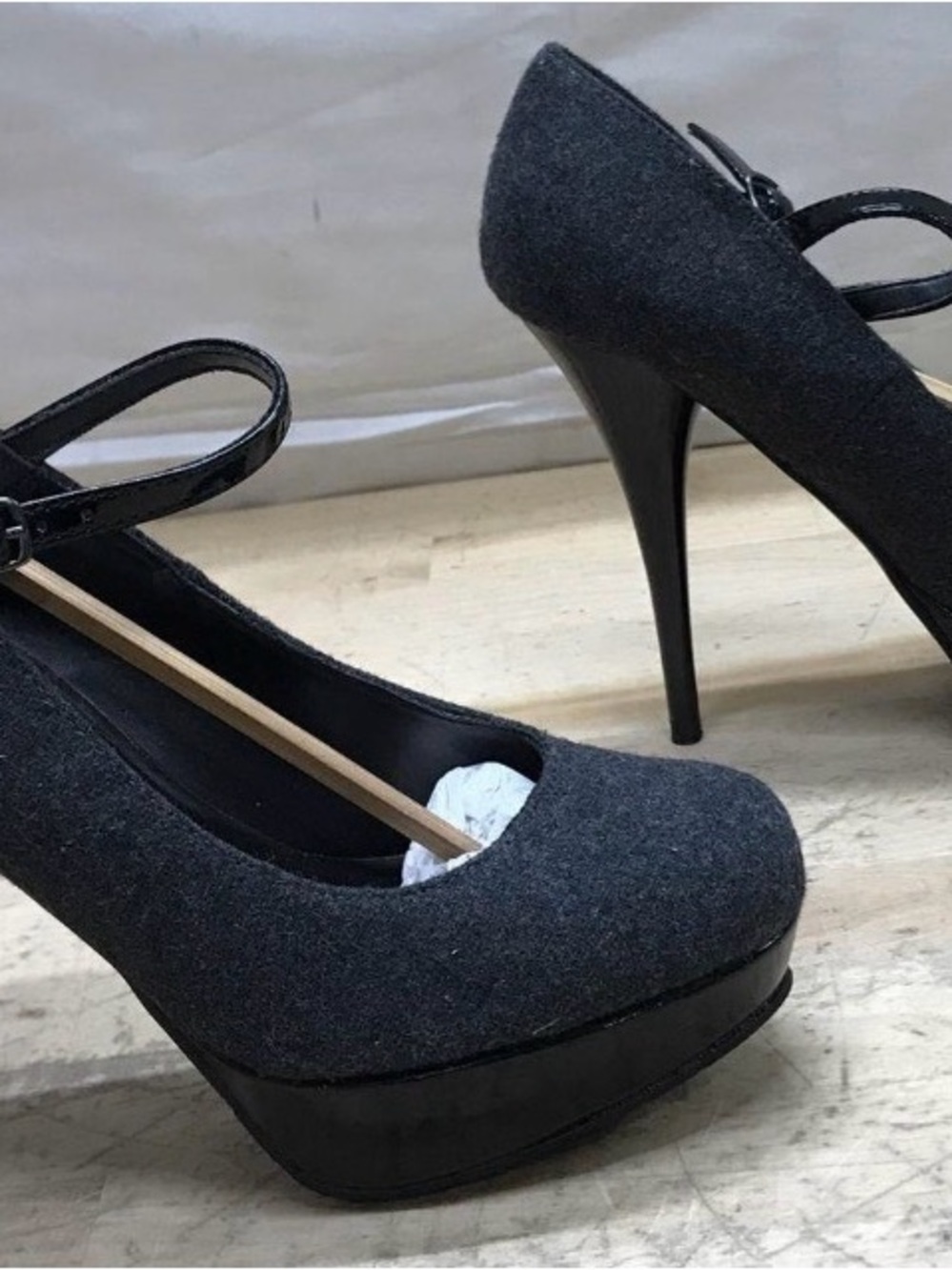 Candie's Dark Gray Mary Jane Platform Stiletto Heels